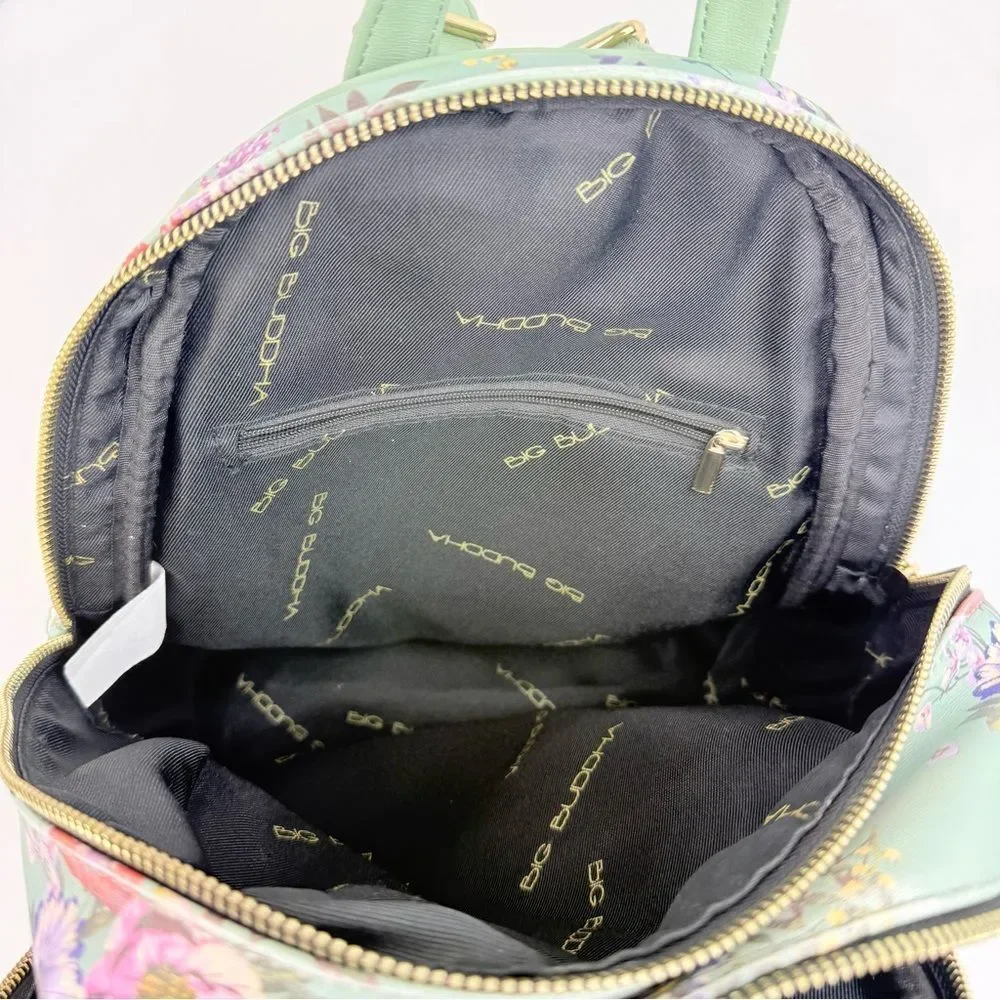 Big Buddha Mint Green Colorful Floral Garden Print Vinyl Mini Backpack